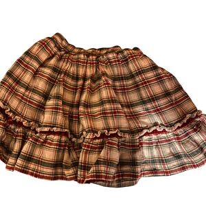 Tommy Bahama Girls Size 8 Red Green Plaid Holiday Skirt Christmas Ruffle Velvet